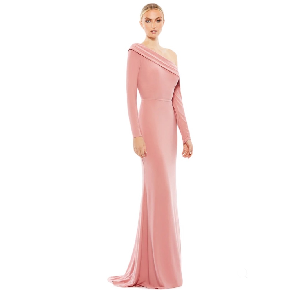 Mac Duggal DROP SHOULDER LONG SLEEVE COLUMN GOWN size 16